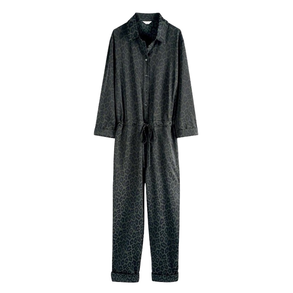 Hush Jacquard Leopard Jumpsuit Green Animal Print 70’s Retro Disco US 12 UK 10 - Picture 13 of 15
